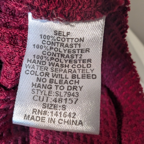 She + Sky Boho Long Sleeve Winter Top Size S - Picture 8 of 8